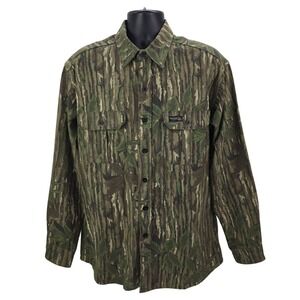 Vintage Rattlers Brand Men's Large Realtree Camo Button Down Shirt Made in USA